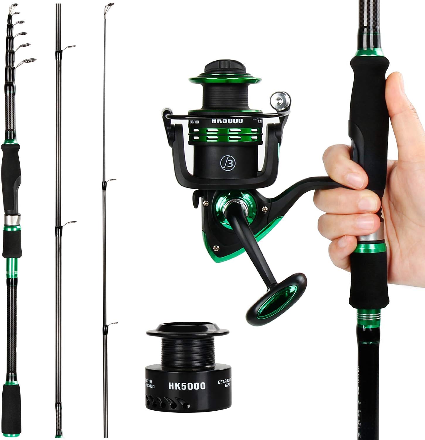 REAWOW Carbon Telescopic Fishing Rod and Spinning Reel Combos