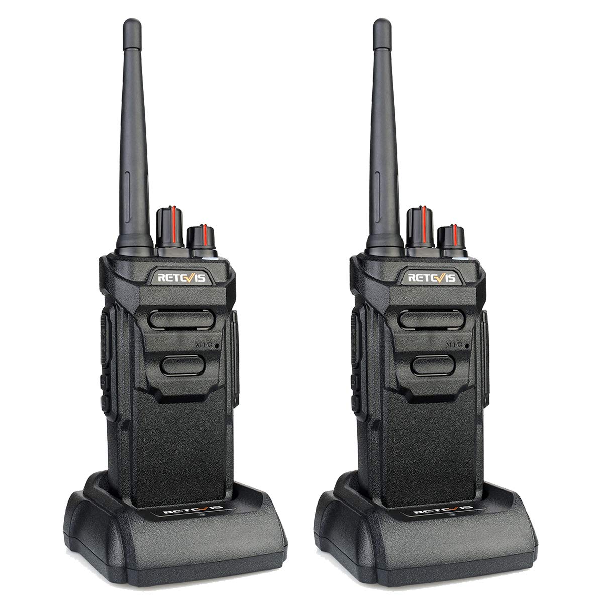 Retevis RT648 Walkie Talkies, Waterproof Two Way Radio IP67, Heavy Duty, PMR446, USB Charging Base, VOX, Professional Walkie Talkie for Adults Long Range for Flood Emergency (2Pcs,Black)