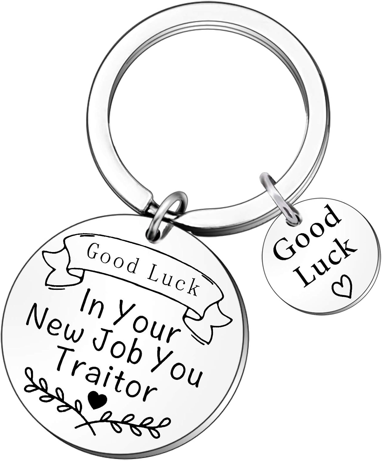 QMVMV Colleague Funny Keyring Leaving Friendship Gifts for Women Man Keychain Engraved Good Luck in Your New Job You Traitor