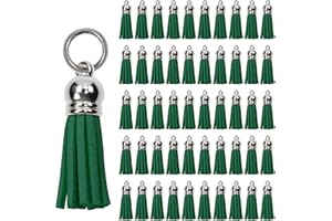 Mini Skater Suede Faux Leather Tassels for Jewelry Making 50Pcs Silver Cap Leather Trim Fringe Tassel Bulk with 50Pcs Jump Ri