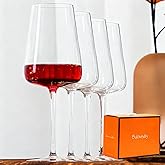 Ultra-Thin Crystal Wine Glasses, Thin Rim Wine Glasses with Stem Hand Blown Red Wine Glasses Set of 4 – 20oz Burgundy Wine Glasses With Long Stemmed – Large Premium Crystal Wine Glass Clear –Very Thin