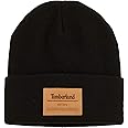 Timberland Men`s Heat Retention Watch Cap Knit Beanie with Leather Patch