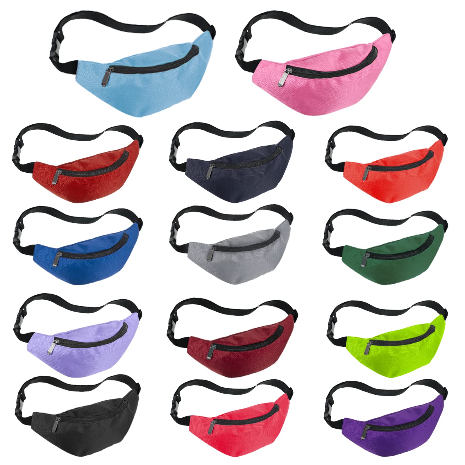 View 1 of 14 Pcs Neon Fanny Bag 80s Party Waist Bags Adjustable Neon Fanny Pack Oxford Cloth Workout Traveling Running Waist Bags with Zippered for Outdoor Rave Party Women Men,14 Colors (Retro Colors)