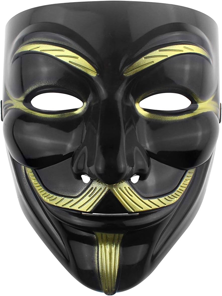 Udekit Hacker Anonymous Mask V For Vendetta Mask For Kids Women Men Halloween Party Costume Cosplay, 4 Piece Set, 17 x 20 x 10 cm - Image 5