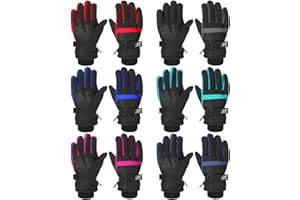 Bencailor 6 Pairs Winter Gloves for Kids Waterproof Boys Snow Ski Gloves Girls Warm Windproof Mittens for Children Outdoor