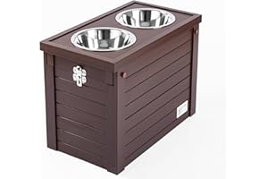 New Age Pet® ECOFLEX® Elevated Dog Feeder with 2 Stainless Steel Bowls and Sliding Lid Storage Bin