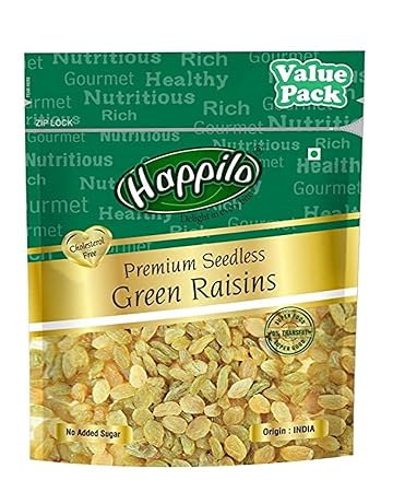 Happilo Premium Seedless Green Raisins 500g, Value Pack