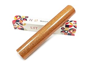 Mcirurn Bronze Glitter Heat Transfer Vinyl, 12" x 5ft Htv Vinyl, Glitter Iron-On for T-Shirts, Shirts Crafts, Easy Cutting and Weeding, Custom Glitter Gifts.