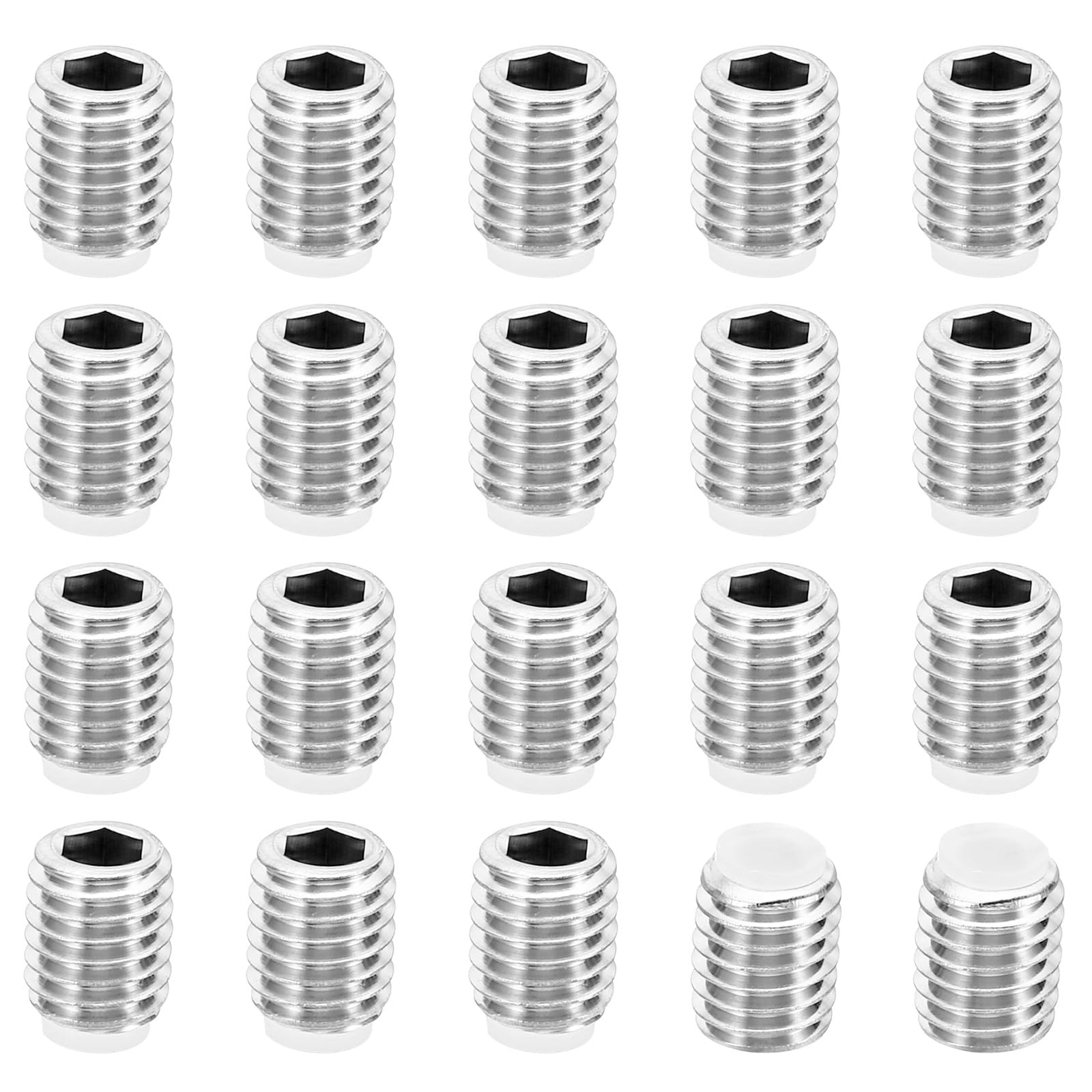 PATIKIL M8x10mm Nylon Tip Grub Screw, 20 Pack Metric Hex Socket Head Cup Point Anti Slip Set Screws Internal Hex Drive Hardware, 304 Stainless Steel