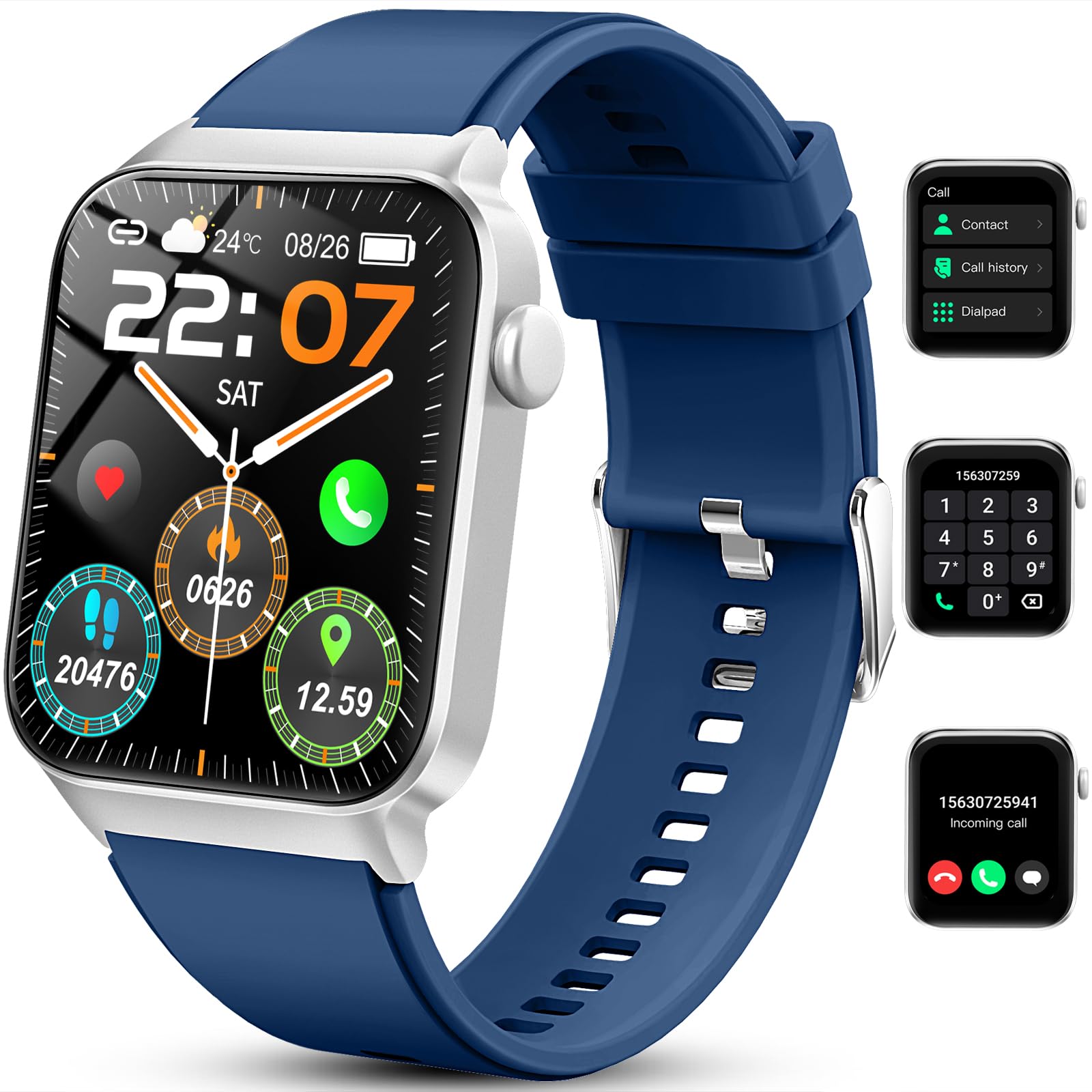 Photo 1 of Smart Watch for Men Women (Answer/Make Calls), 1.85" HD Fitness Smartwatch 2025, 113+ Sports Modes, Heart Rate/Sleep/Spo2 Monitor, IP68 Waterproof Step Counter, Activity Tracker for Android iOS, Blue