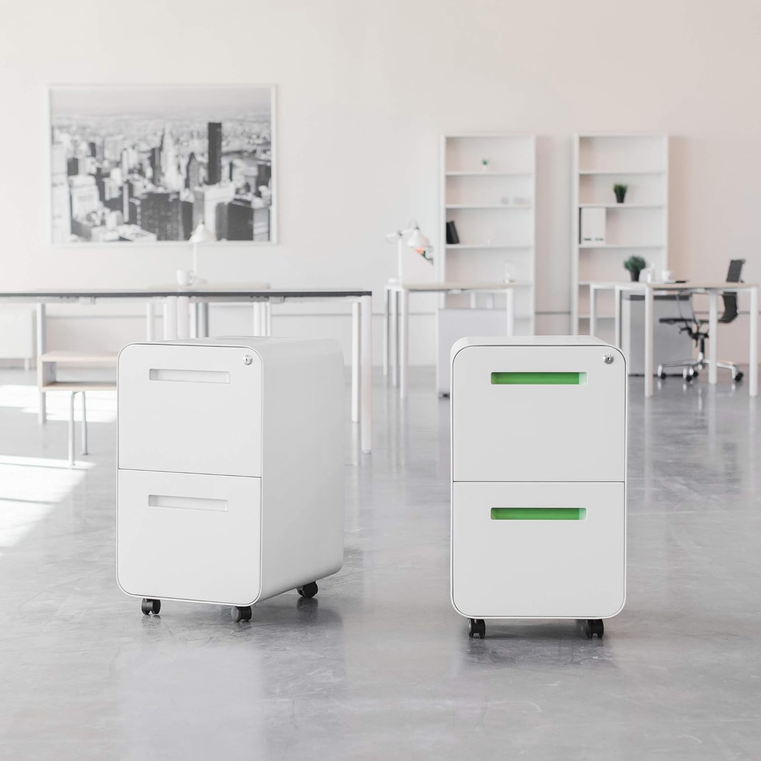 Stockpile 2-Drawer Modern Mobile File Cabinet, Commercial-Grade (White): Kitchen & Dining