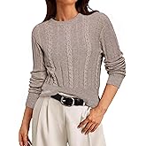 Allegra K Cable Knit Sweater for Women's Long Sleeve Tops Crew Neck Pullover Tops Casual Fall Outfits