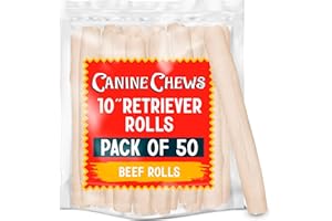 Canine Chews 10" Dog Rawhide Retriever Rolls - Rawhide Bones for Large Dogs (50 pk) - Natural Beef Dog Rawhide Chews - Single Ingredient Dog Rawhide Bones - Large Rawhide Bones for Dogs Dental Chew