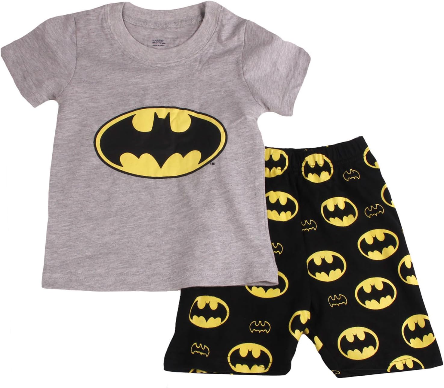 Gray Bat Boys Shorts 2 Piece Pajama Set 100% Cotton G6057,Size 6Mos-14Yrs