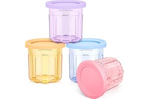 FIRJOY 16 oz. Containers | Extra Replacement Pints and Lids - Compatible with Ninja Creami NC301 NC300 NC299AMZ Series ONLY (4 Pack - Purple, Blue, Pink, Yellow)