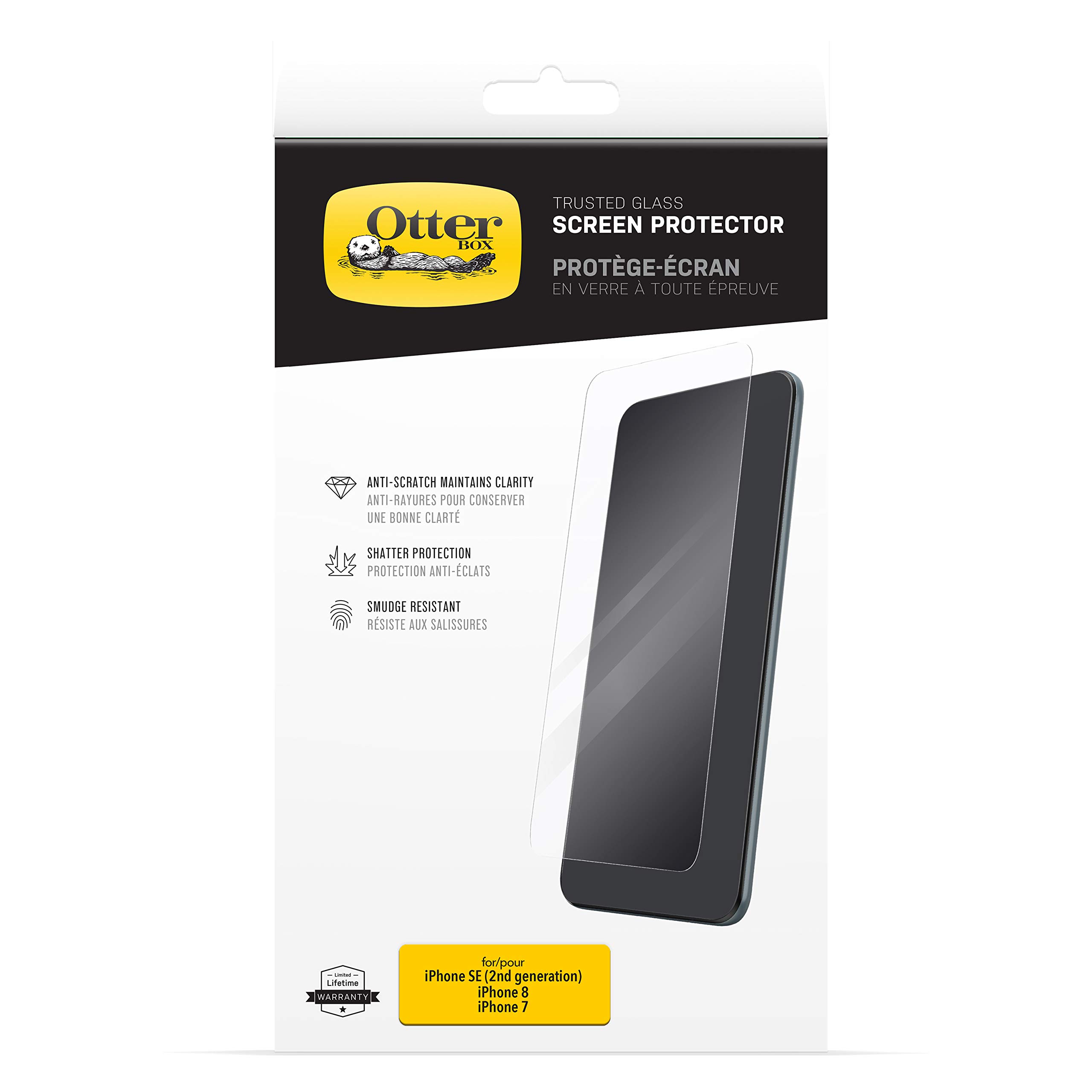 OtterBox Trusted Glass Screen Protector for iPhone 6s/7/8/SE 2nd Gen 2020/3rd Gen 2022, Tempered Glass, Scratch Protection, Drop Defence for Shatter Protection