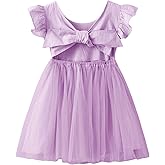 Dutebare Toddler Girls Tulle Tutu Dress Linen Ruffle Tie Back Sleeveless Kids Princess Party Dresses