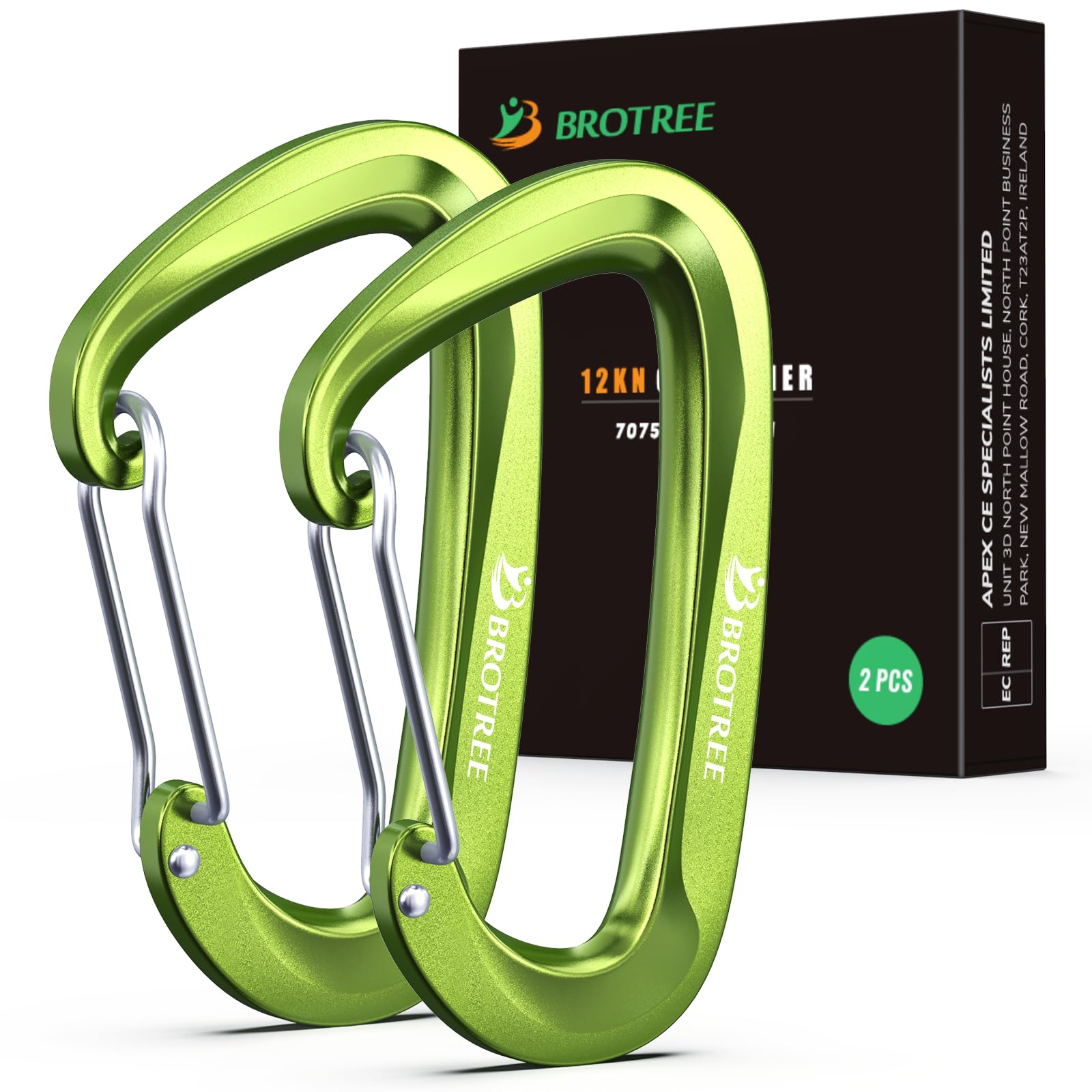 BROTREE 12KN Carabiner Clips Heavy Duty Carabiners for Hammock, Camping, Hiking, Backpack and More (2 or 4 Packs)