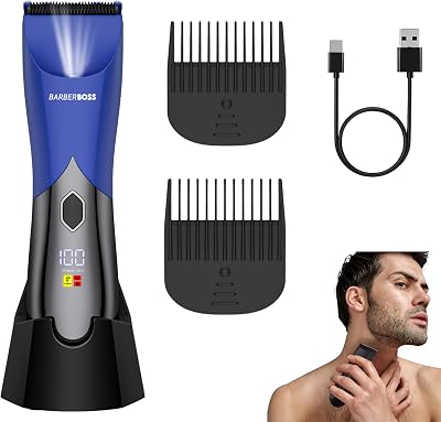 Rasoio elettrico senza fili da uomo, per tutto il corpo, rasoio intimo con design a prova di spruzzi, rasoio per peli pubici e palla da uomo