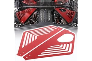CHEAYAR Aluminum Alloy Rear Engine Covers Left Right Engine Case Guards Protector Splash Shield Compatible with Chevrolet Corvette C8 2020-2023, Engine Bay Panel Cover, C8 Accessories 2PCS (red)