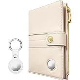 elzama Passport Holder with Airtag Slot for Travel Women, RFID Passport Wallet with Airtag Holder, Zipper Pocket Card Slots Pen Holder & Airtags Keychain (Air tag Not Included) Ivory