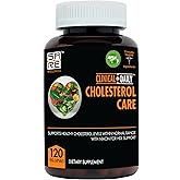 Clinical Daily Cholesterol Care Supplement. Vegan Cholesterol and Triglyceride Supplements. Plant Sterols Supplements Cholesterol Support with Guggul, Garlic, Niacin. 120 Capsules