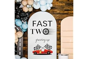 Sonwyoung Fast One/Two Birthday Racing Car Themed Decal Sign for Backdrop Race Car Birthday Wall Stickers Decoration Sign for Party Photoprop Balloon Arch Boys Girls (Two)