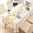 Fengrise Eid Mubarak Table Runner - White Gold Ramadan Kareem Decorations for Home 2025, Star Moon and Lantern Pattern, Eid Al-Fitr Decoration for Kitchen Indoor Dining Dinner Holiday Decor 13x72 Inch