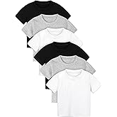 Poroka 6 Pack Baby Toddler Boys Solid Short-Sleeve Tee Shirts Infant Cotton T-Shirt with Crew Neck for Toddlers