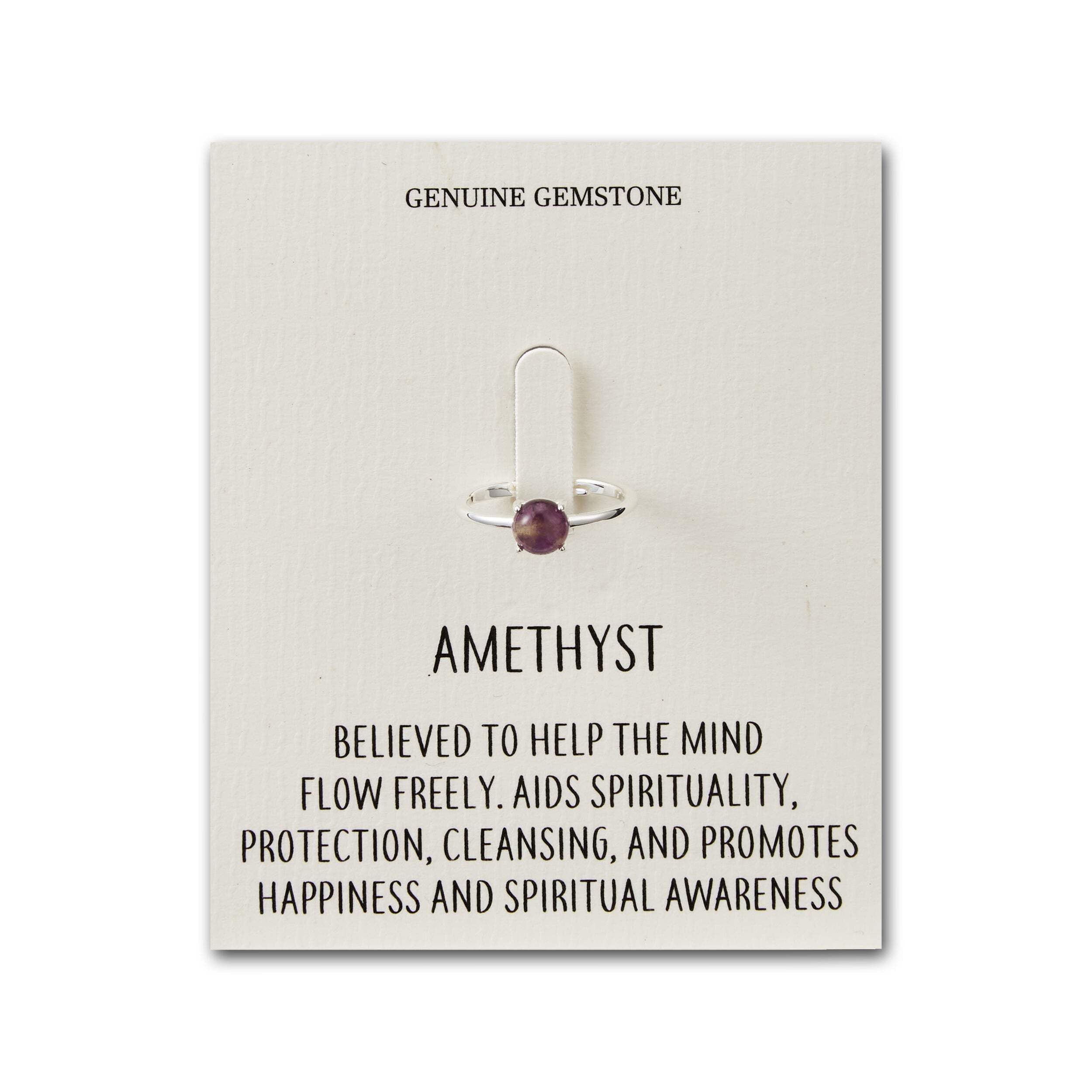 Philip Jones Amethyst Adjustable Ring with Quote Card