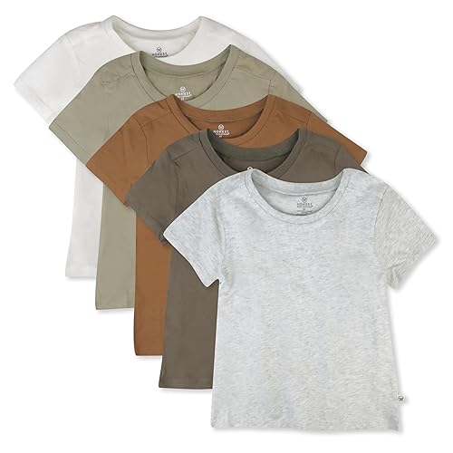 HonestBaby Multipack Short Sleeve T-Shirt Tee 100% Organic Cotton Infant Baby, Toddler, Little Kids Boys, Girls, Unisex, Earth Tones, 0-3 Months