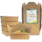 Kaderron 70Oz 50Pcs Disposable Take Out Food Containers, Brown Food Boxes To Go Kraft Paper Takeout Box Microwaveble and Refrigerator Safe(70OZ-50PACK)