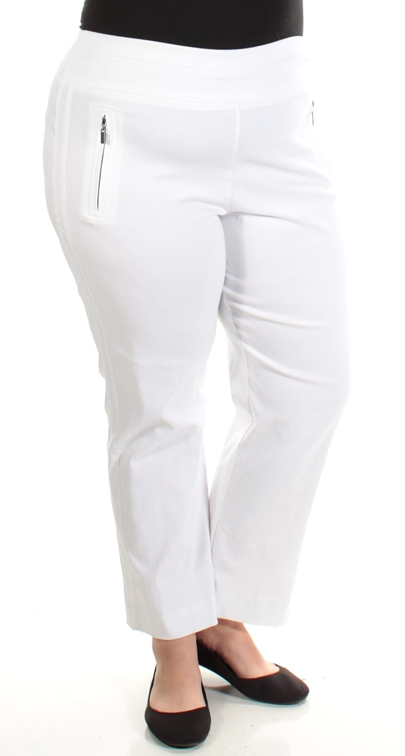 INC Womens Regular Fit Cropped Straight Leg Pants White 16 at Amazon