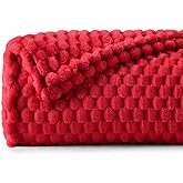BEDELITE Fleece Twin Blanket for Couch & Bed - 3D Jacquard Decorative Red Throw, Super Soft and Cozy Warm Fuzzy Blanket All Seasons Suitable, 60x80Inches