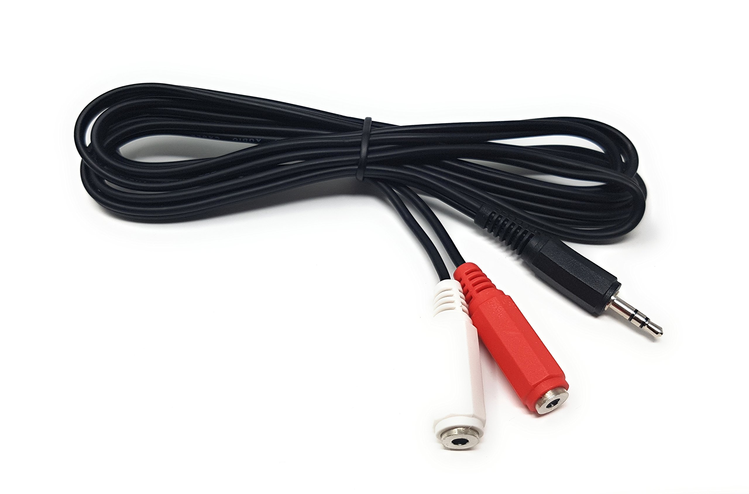 Maincore 2m 3.5mm Stereo Jack Plug to Twin 3.5mm Mono Sockets Audio Cable – Converter/Extension Lead for Headphones, Microphones, Speakers, and Audio Equipment (Available in 15cm & 2m)