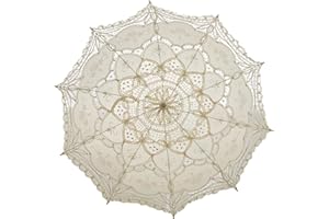 Bestage 30.7" Women's Handmade Ivory Wedding Bridal Dance Vintage Lace Parasol Umbrella for Decoration Photo Tea Party Adult Size