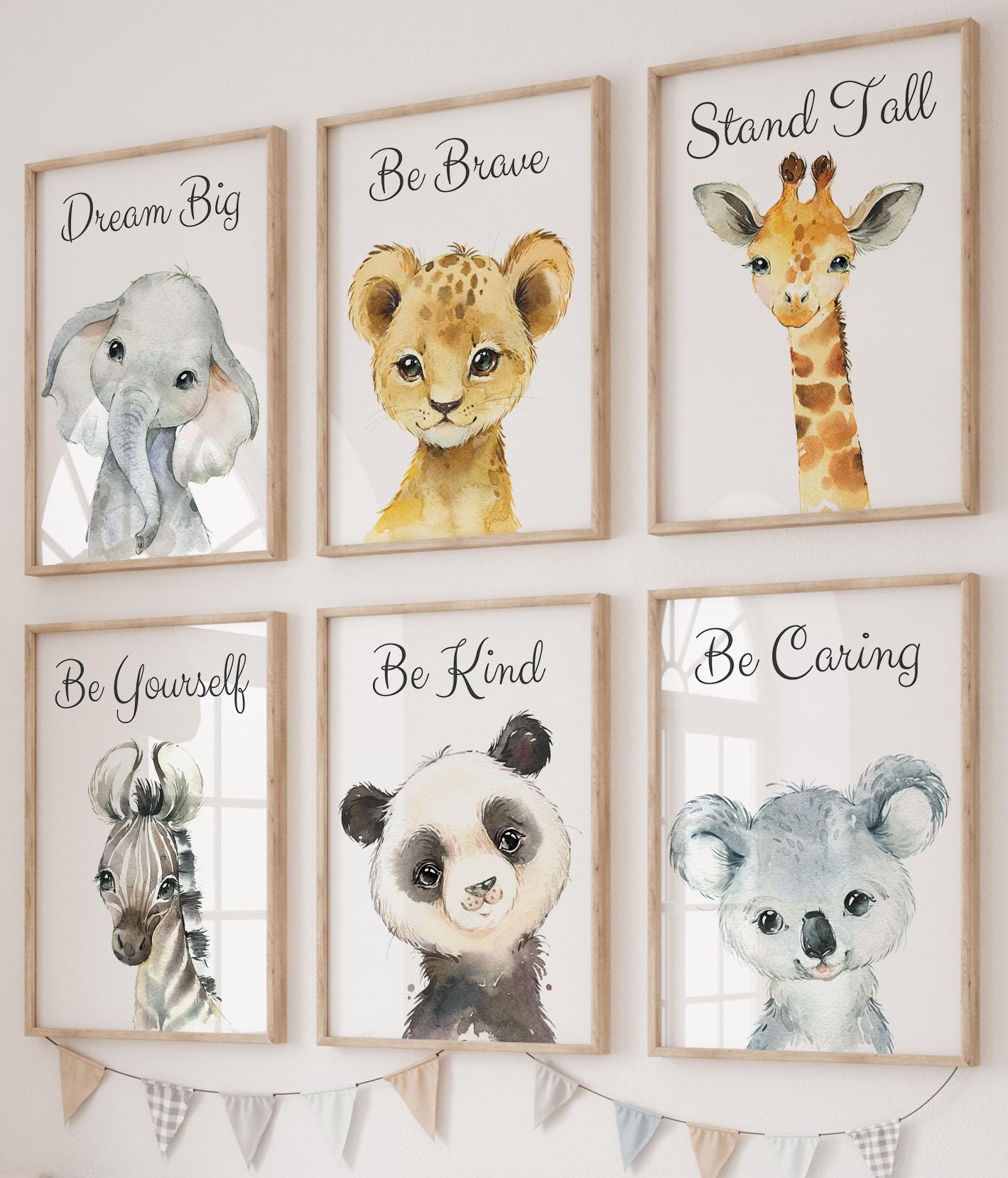 Eviepops Prints Colourful Safari Animals With Quotes Set of 6 Unframed Poster Prints For Baby Girl or Boy Nursery Bedroom, Safari Jungle Theme Wall Art, Neutral Nursery Decor, Gift Present (A4)