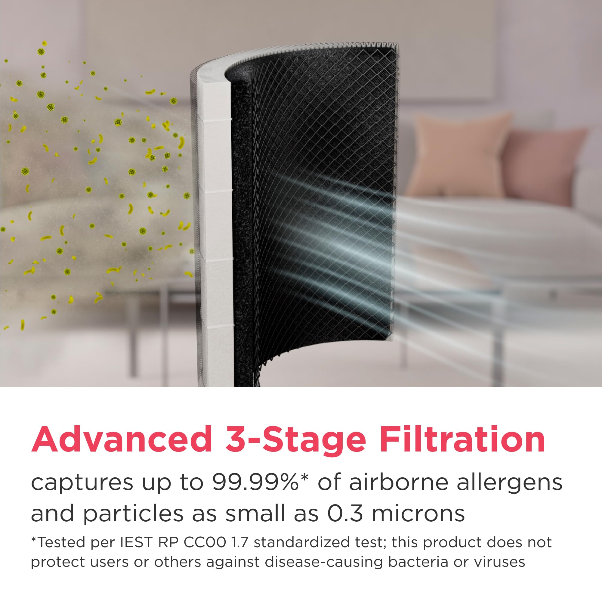 Frigidaire PureA300 HEPA Air Purifier for Small Bedrooms, Covers up to 850 Sq. Ft., 3-Stage Filtration, Energy Star Certification, Air Quality Monitoring, Smart Mode, Ultra Quiet, White