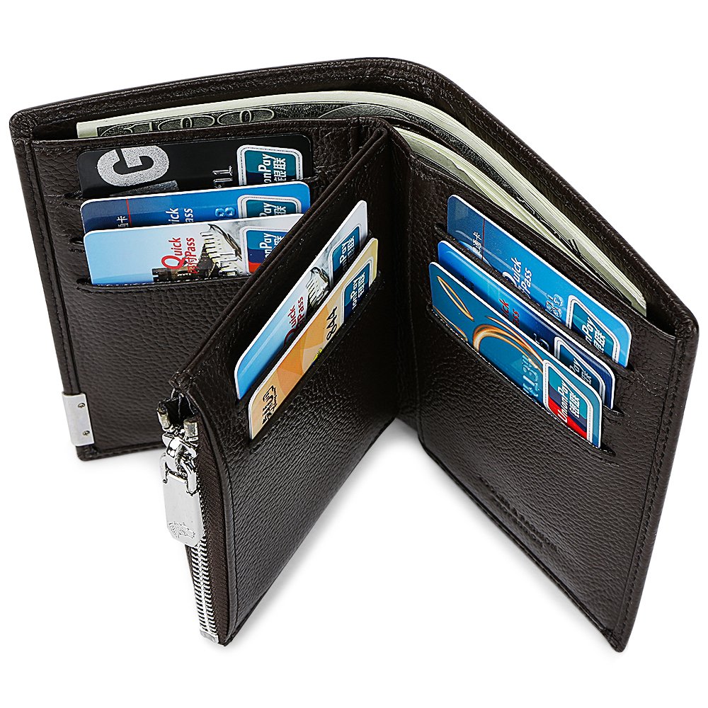 ZOOLER Mens Vintage Wallet Cowhide Leather Slim Purse Fashion organiser for Cards Cash (Black)