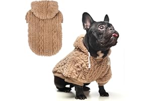 KOOLTAIL Fleece Dog Sweater Hoodie for Small Medium Large Dogs - Super Soft Fall Dog Clothes Sweatshirt with Leash Hole, Warm Winter Cold Weather Pet Coat for Puppy Cats Girl/Boy Male/Female Beige S