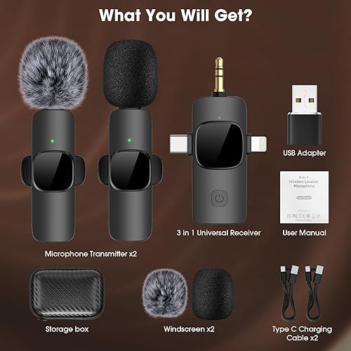 Wireless Lavalier Microphone for iPhone Android Phone/Camera