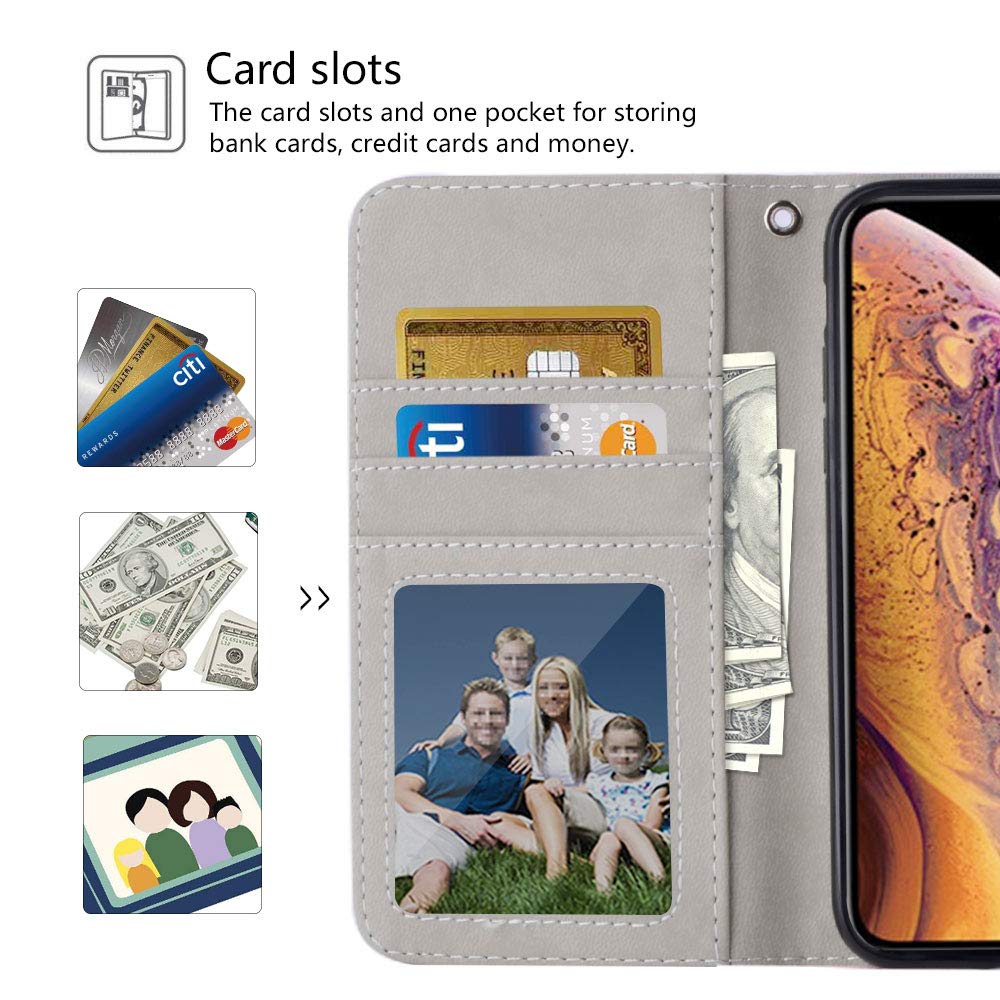 Urbeutyke iPhone XS Max Wallet Case, iPhone XS Max Case,Premium PU Leather Flip Folio Case Cover with Wrist Strap, Card holder,Cash Pocket,Kickstand for Apple iPhone XS Max 6.5 inch - Dandelion