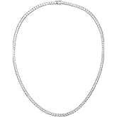 MDFUN Tennis Necklace 18K White Gold/Yellow Gold Plated | 3.0mm Square Cubic Zirconia Cut Bezel Setting Faux Diamond Tennis Chain Choker for Women and Men 16-24 inches