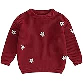 Baby Girl Sweater 3D Floral Knit Sweaters Toddler Infant Newborn Crewneck Pullover Sweatshirt Long Sleeve Tops