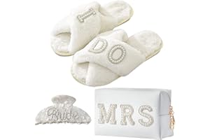 Tkifoda Bride To Be Gift Set - Makeup Bag, Slippers, Robe, Hair Clip - Wedding Gifts