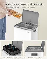 SONGMICS Kitchen Bin 2 x 4 Gal Double Bin Steel Soft-Close Lid Cloud White view 4