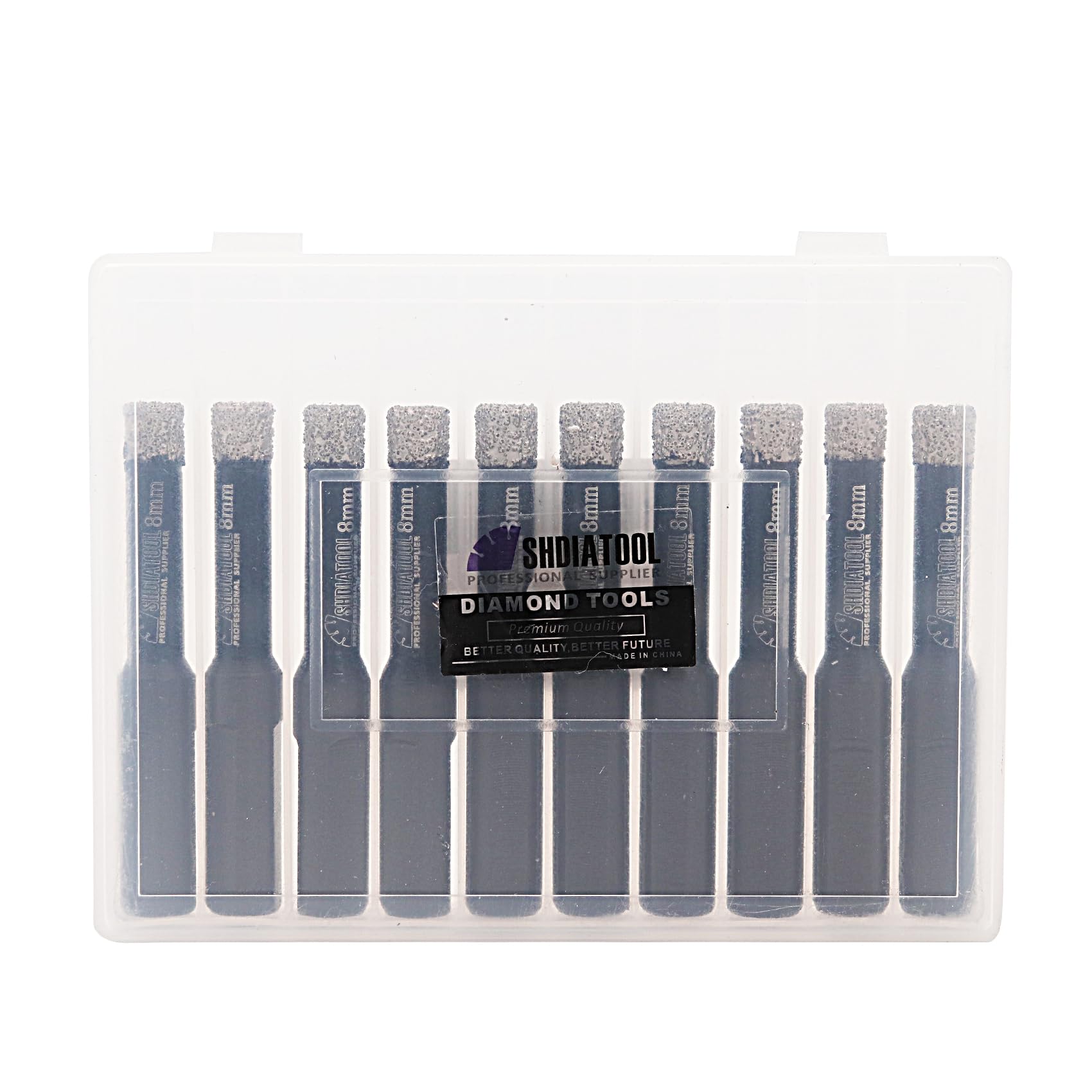 SHDIATOOL Diamond Core Drill Bits Dry Drilling Bits with Triangle Shank Hole Saw Tile Cutter for Porcelain Tile Marble Ceramic Granite 10PCS 8MM