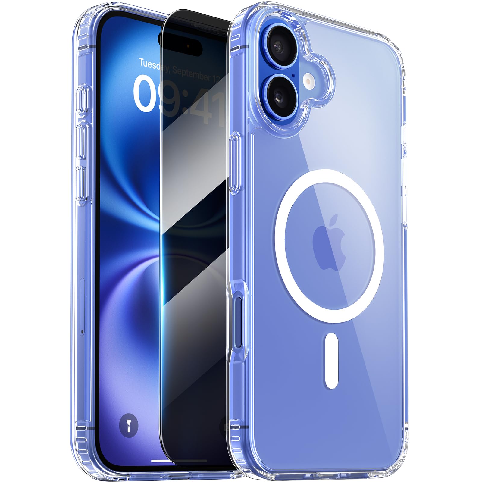 Photo 1 of Diaclara Designed for iPhone 16 Case, [with Privacy Screen Protector] [Anti Spy] [Military Grade Drop Protection] Heavy Duty Full-Body Shockproof Phone Case, Magnetic Clear