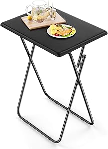 AMERIERGO Folding TV Tray Table - Fully Assembled TV Table for Eating at Couch, Stable Dinner Table Easy to Storage, Snack Coffee End Table Ideal for Living Room & Bedroom