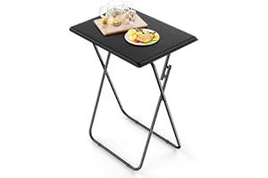AMERIERGO Folding Stable Dinner Table - No Assembly Required TV Tray for Eating on The Couch, Snack Coffee Foldable End Table Easy Storage for Living Room & Bedroom